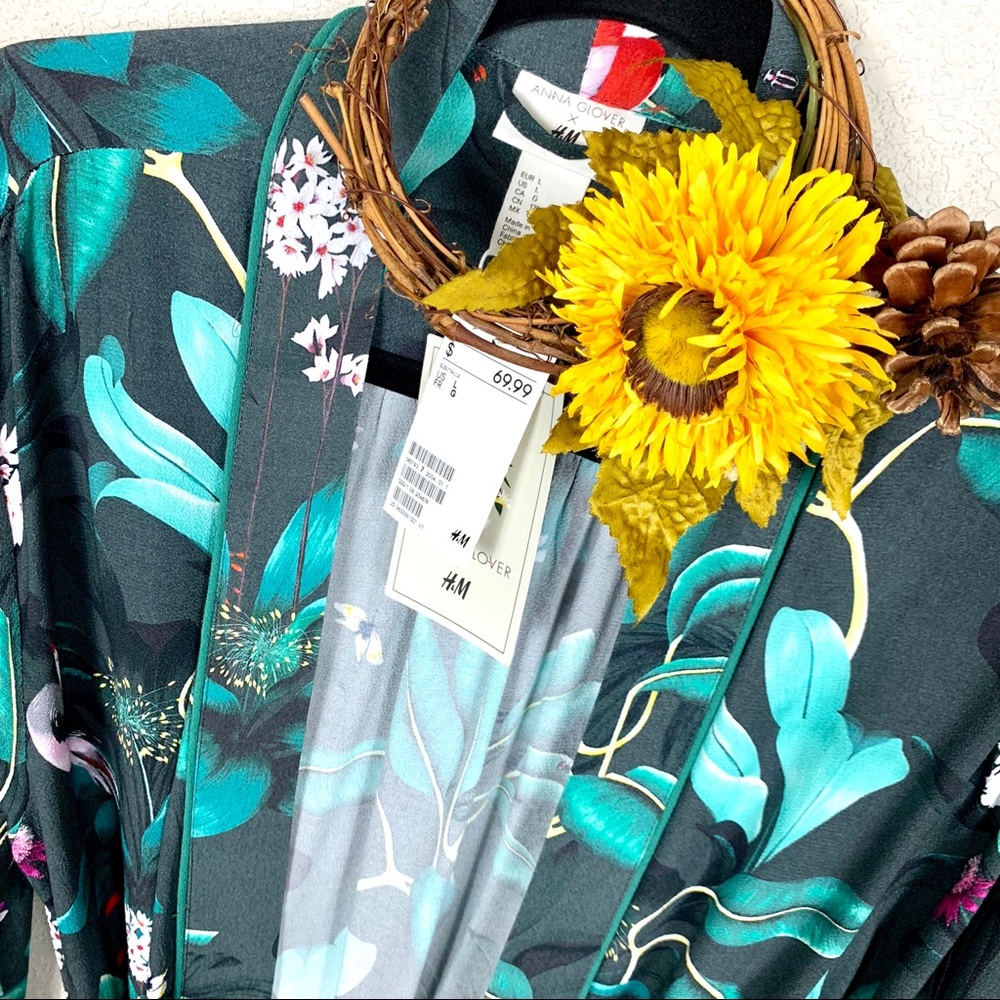 H&M Anna Glover Tropical Kimono Robe NWT